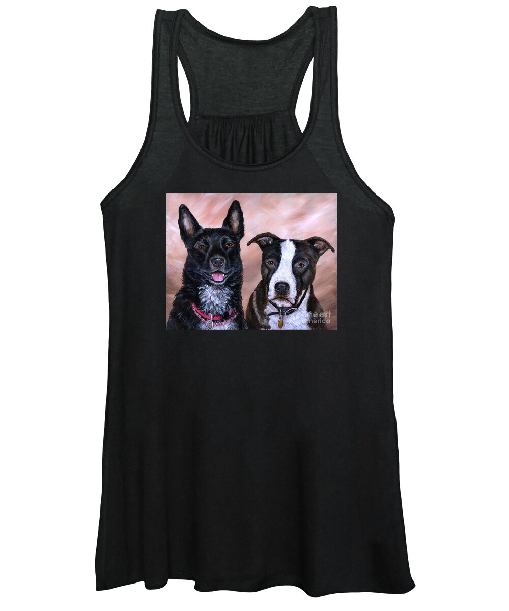 Pet Portraits Women's Tank Top featuring the painting V and Lucky by Sharon Molinaro