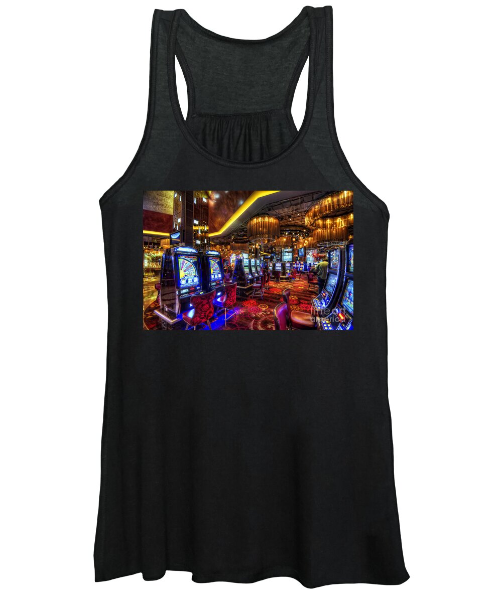 Art Women's Tank Top featuring the photograph Vegas Slot Machines by Yhun Suarez