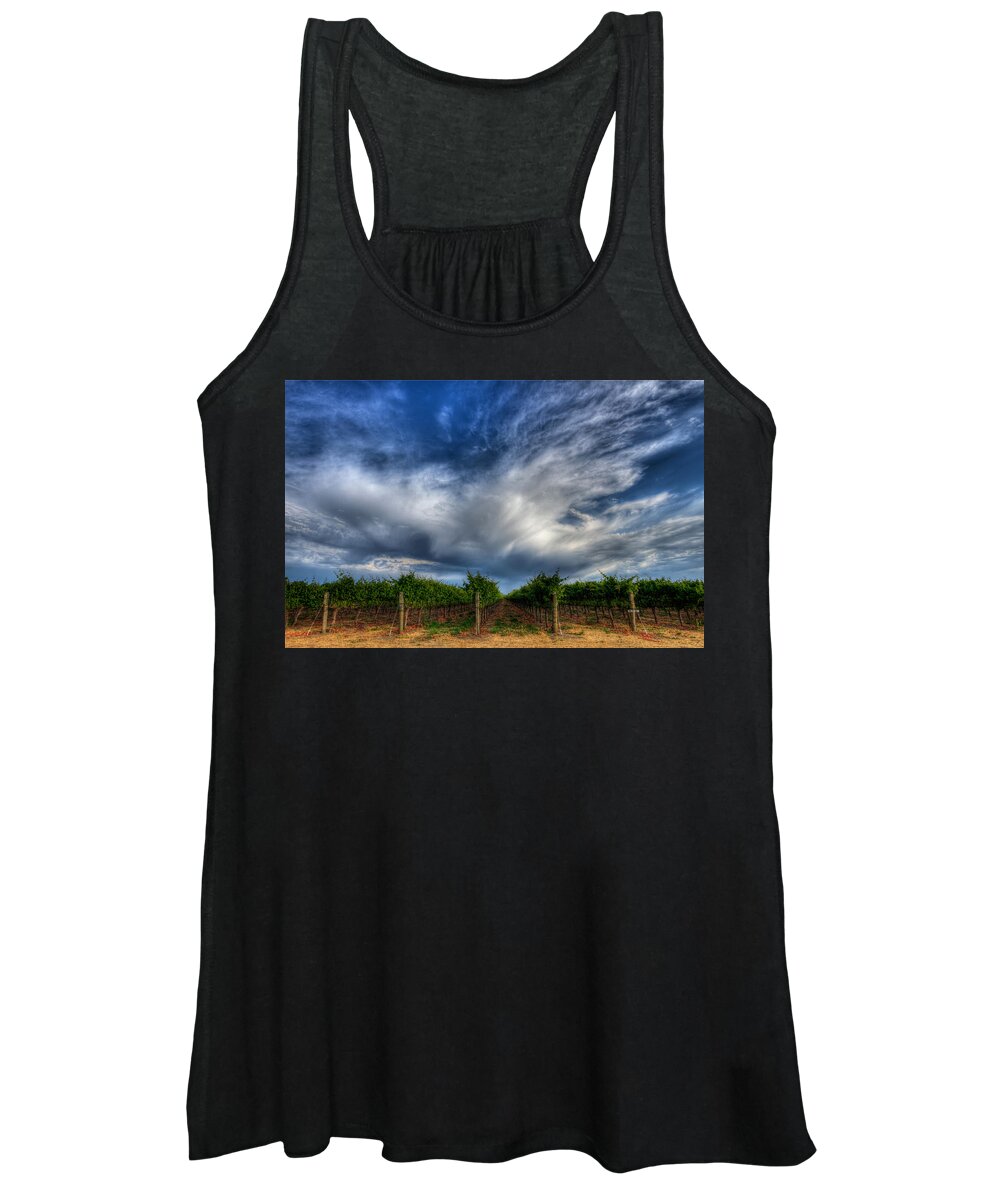 Vineyard Women's Tank Top featuring the photograph Vineyard Storm by Beth Sargent