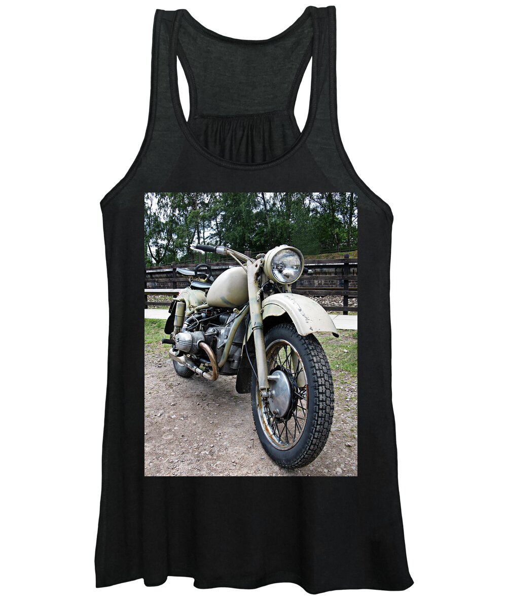 Vintage Women's Tank Top featuring the photograph Vintage Military Motorcycle by Tom Conway