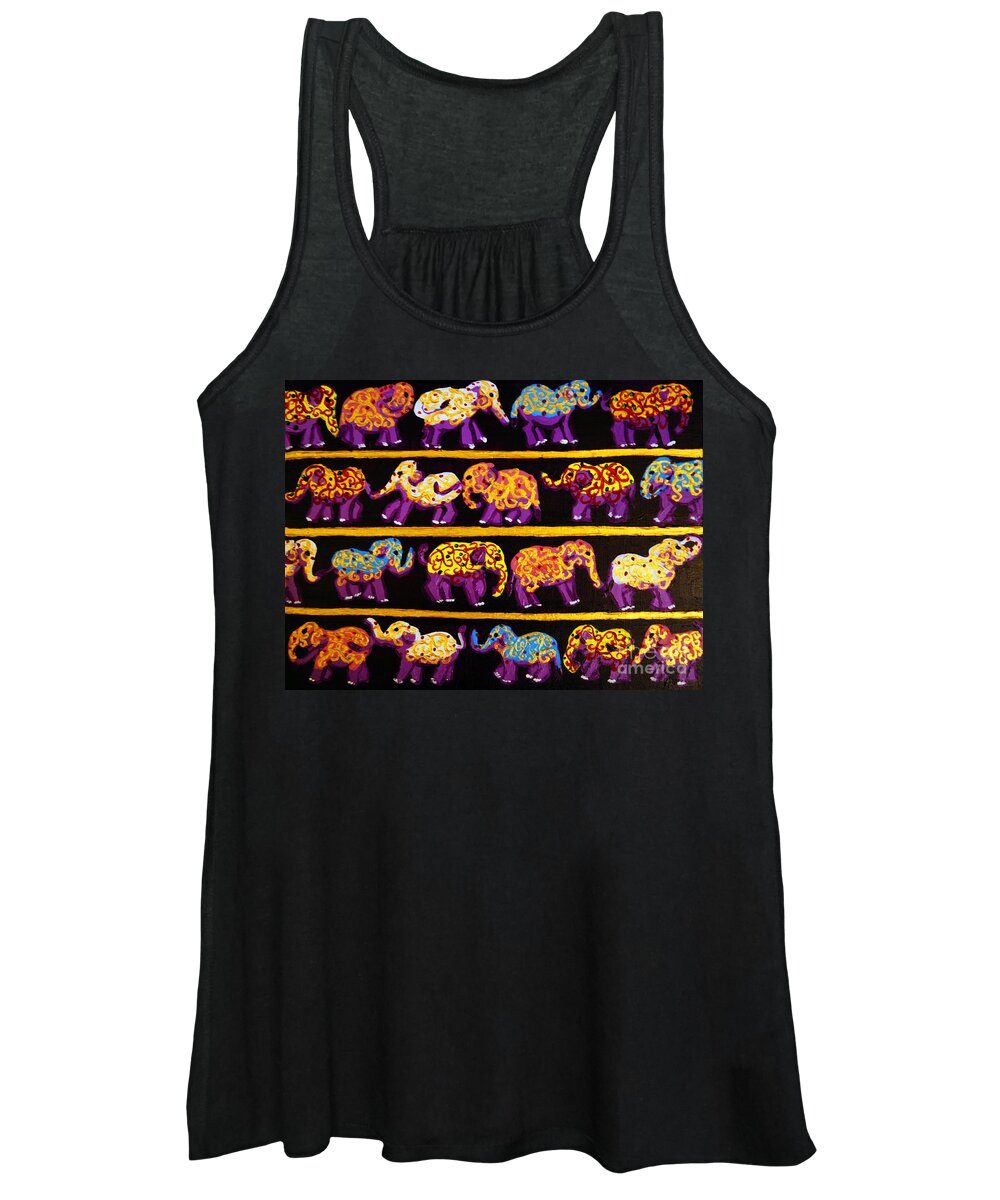 Elephant Women's Tank Top featuring the painting Violet Elephants by Cassandra Buckley