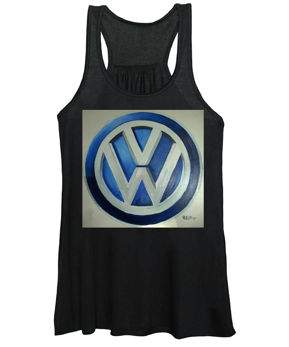 Vw Women's Tank Top featuring the painting VW Logo Blue by Richard Le Page