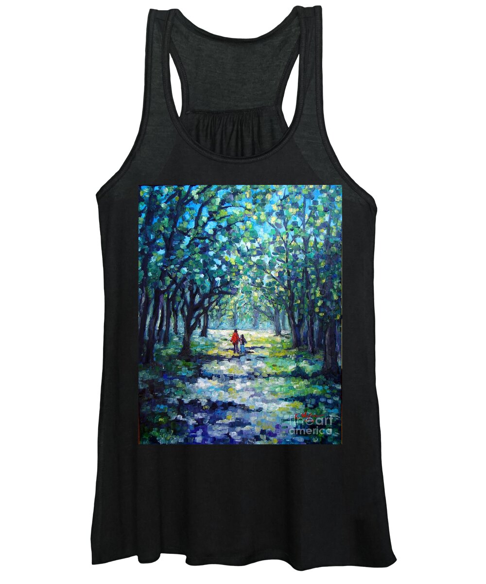Painting Women's Tank Top featuring the painting Walking in the Park by Cristina Stefan