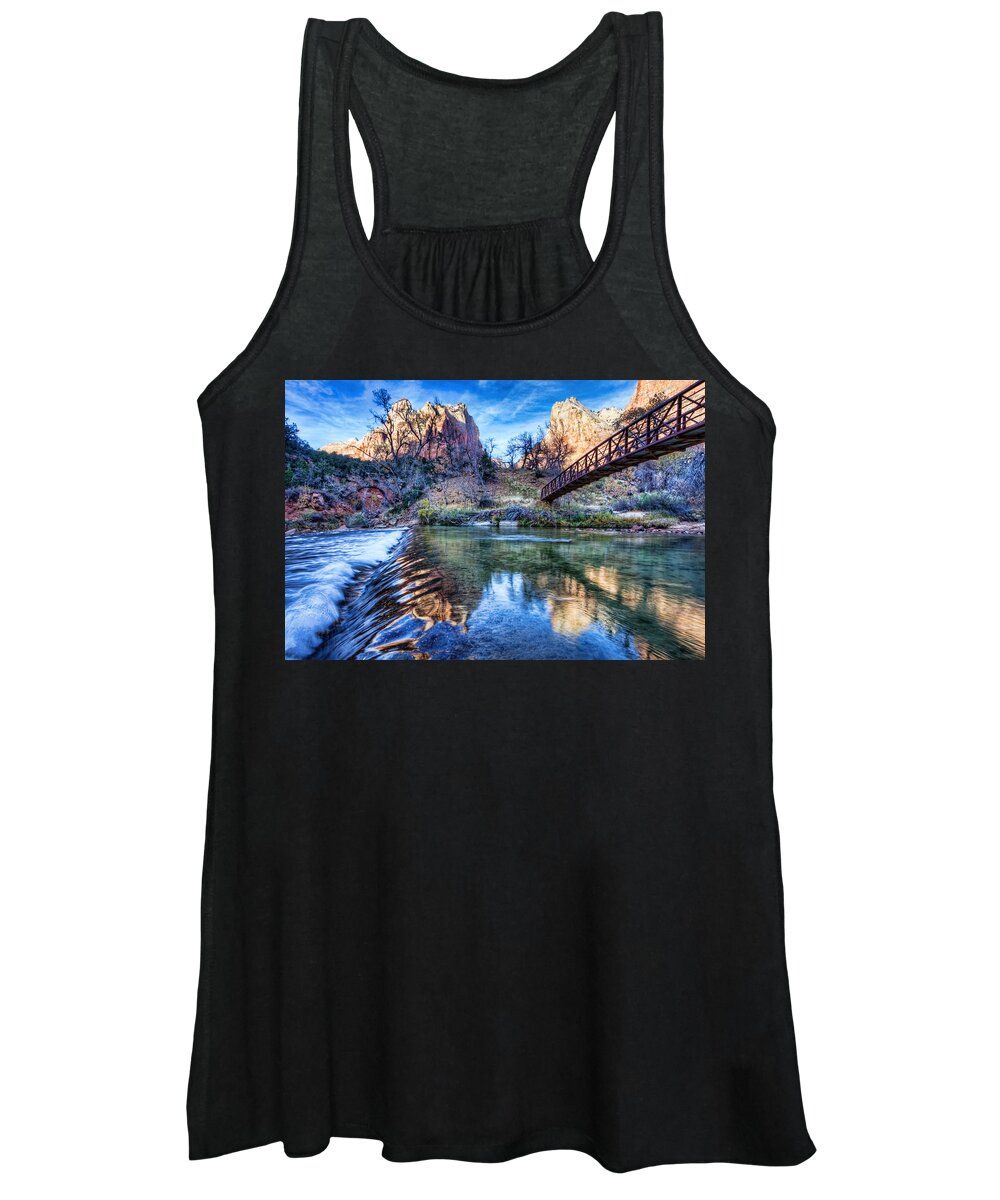 Zion Natioanl Park Women's Tank Top featuring the photograph Water Under The Bridge by Beth Sargent