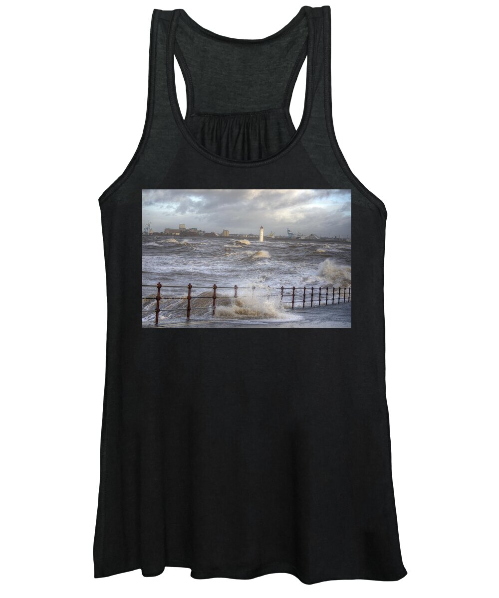 Lighthouse Women's Tank Top featuring the photograph Waves On The Slipway by Spikey Mouse Photography