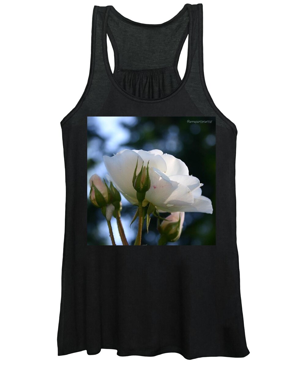 Flowers Women's Tank Top featuring the photograph White Rose and Rosebuds in Anna's Gardens by Anna Porter