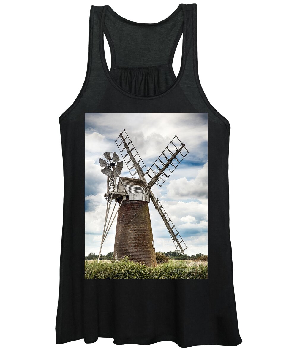 Windmill Women's Tank Top featuring the photograph Windmill in Norfolk UK by Simon Bratt