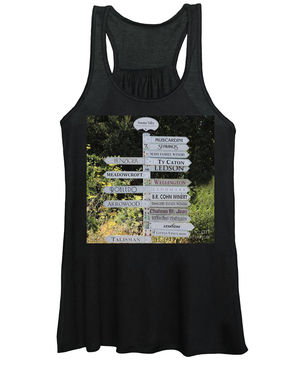Wingsdomain Women's Tank Top featuring the photograph Winery Street Sign In The Sonoma California Wine Country 5D24601 square by Wingsdomain Art and Photography
