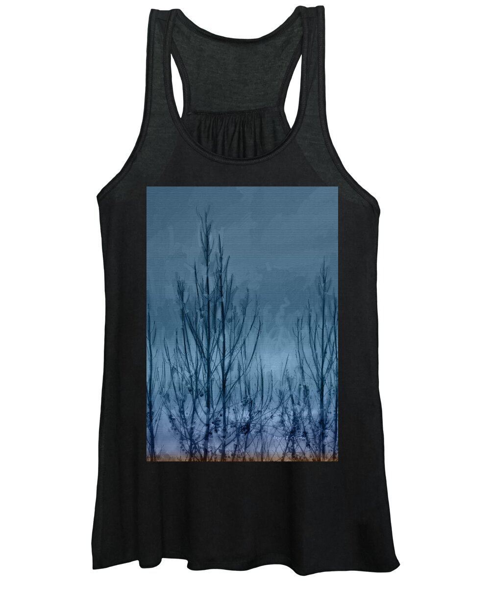 Winter Women's Tank Top featuring the painting Winter Berries in Blue by Angela Stanton