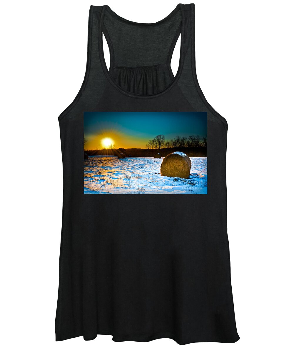 Hayfield Women's Tank Top featuring the photograph Winter Harvest Landscape by Gary Keesler