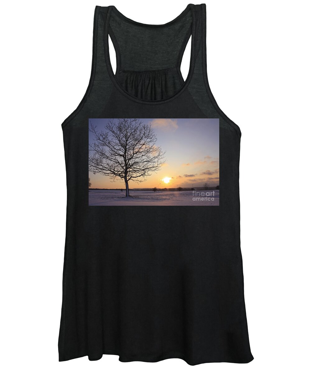 Winter Women's Tank Top featuring the photograph Winter Sunset UK by Julia Gavin