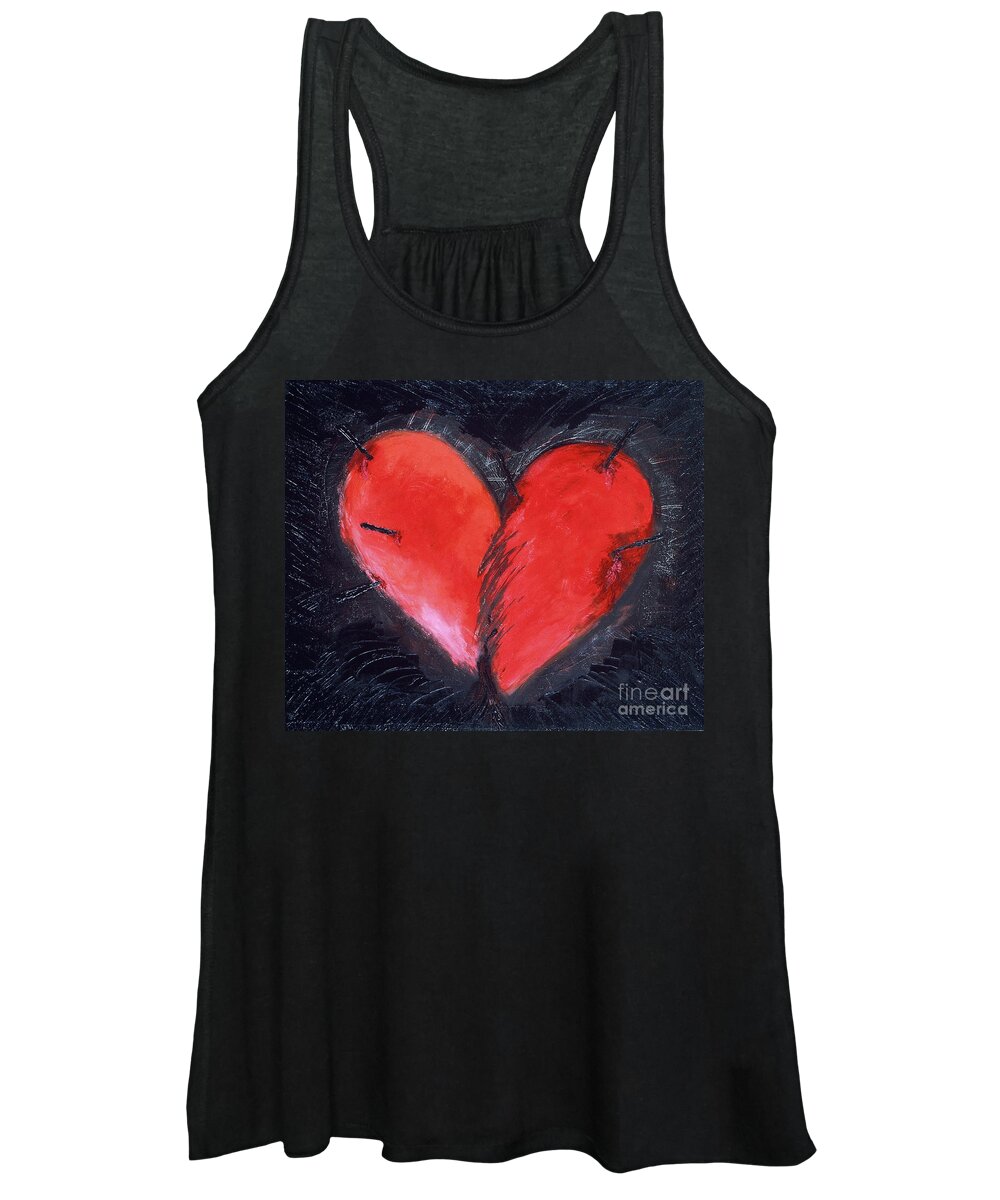 Heart Women's Tank Top featuring the painting Wounded Heart by Karen Francis