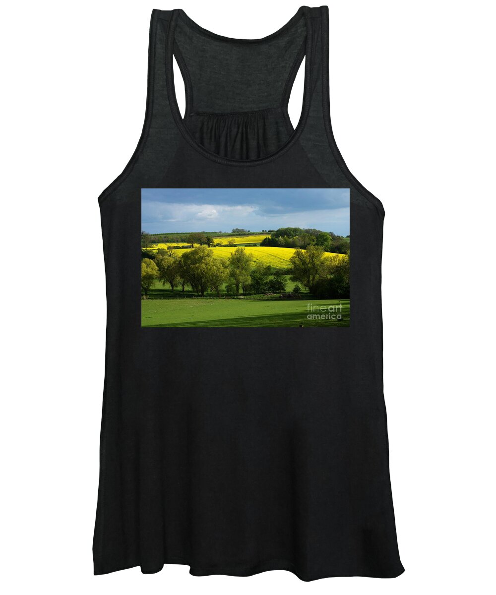 Yellow Women's Tank Top featuring the photograph Yellow Fields in the Sun by Jeremy Hayden