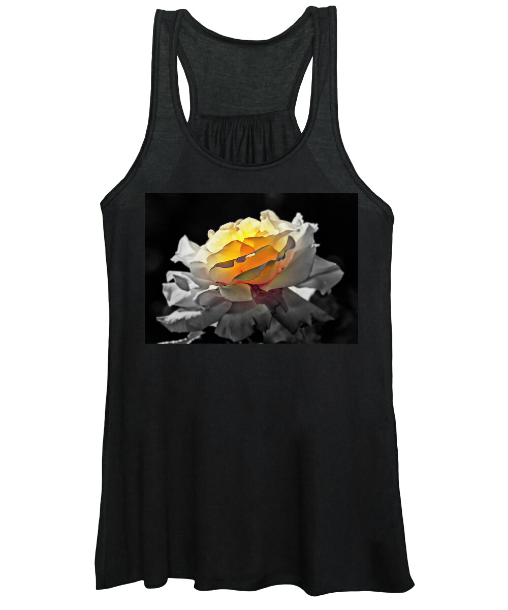 Flowers Women's Tank Top featuring the digital art Yellow Rose Series - ...But soul is alive by Lilia S