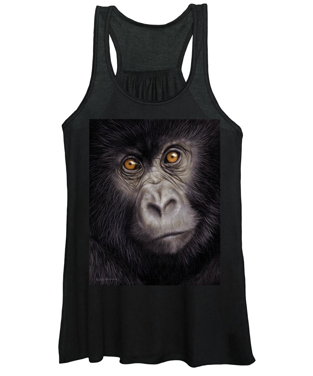 Young Gorilla Women's Tank Top featuring the painting Young Gorilla Painting by Rachel Stribbling