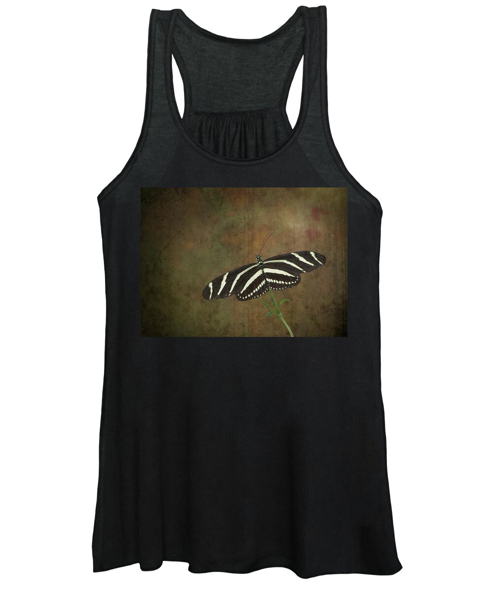 Zebra Women's Tank Top featuring the photograph Zebra Longwing Butterfly-1 by Rudy Umans