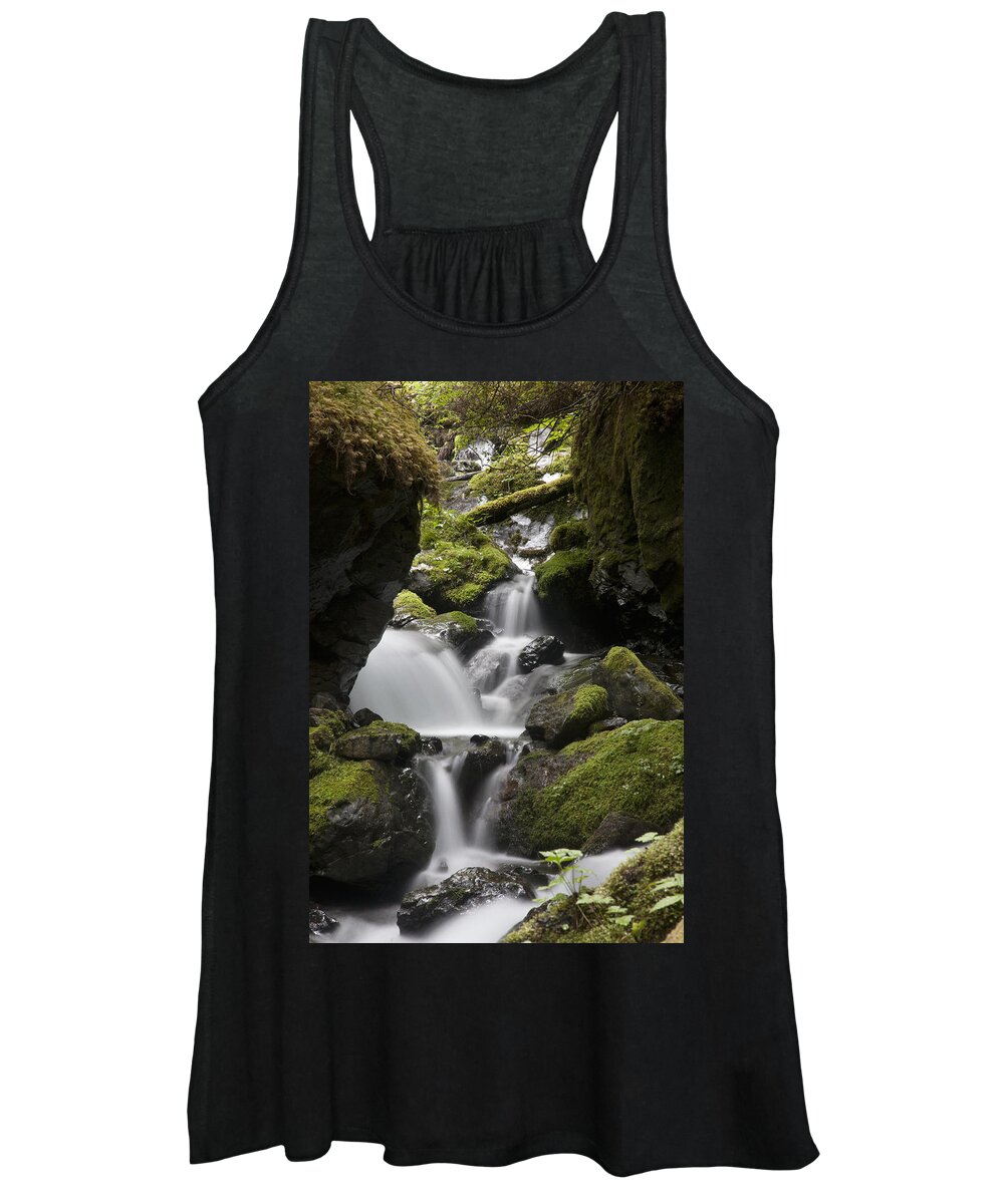 Mp Women's Tank Top featuring the photograph Cascading Creek In Temperate Rainforest #1 by Matthias Breiter