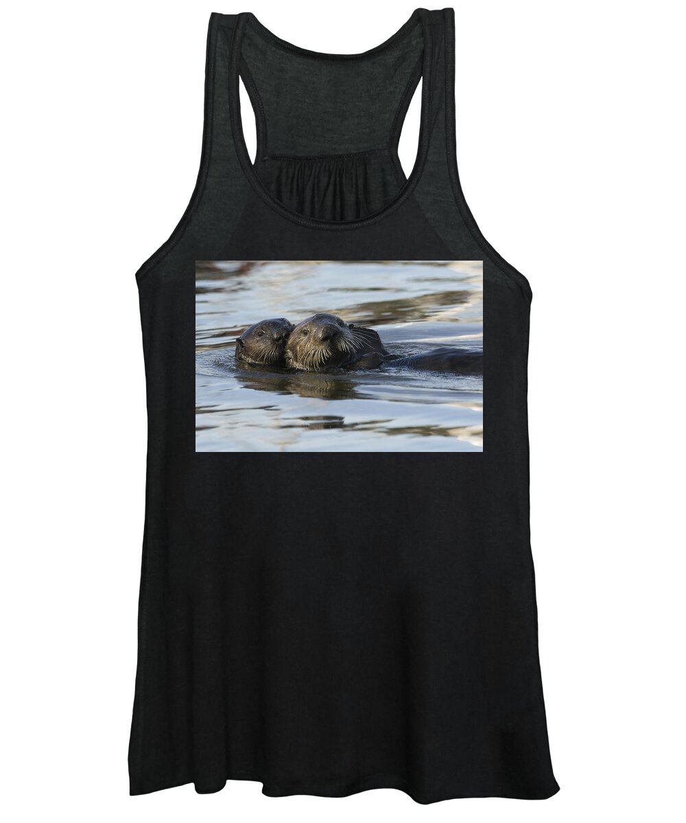 00429689 Women's Tank Top featuring the photograph Sea Otter Mother And Pup Elkhorn Slough #1 by Sebastian Kennerknecht