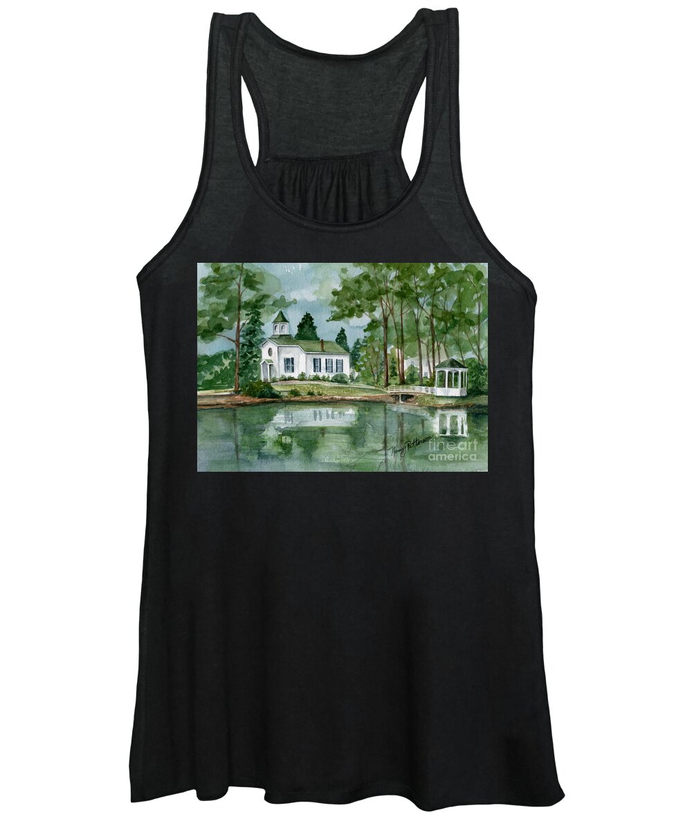 Seaville United Methodist Church Women's Tank Top featuring the painting Seaville Church #1 by Nancy Patterson