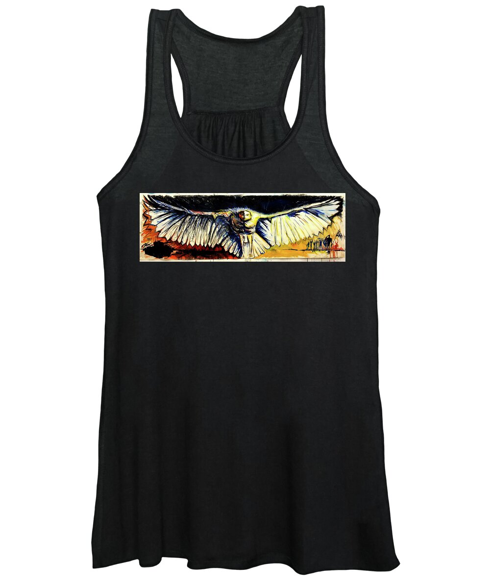 Owl Women's Tank Top featuring the painting 2 Sides 2 Peace by John Gholson