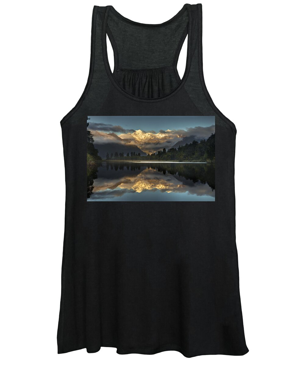 00462451 Women's Tank Top featuring the photograph Sunset Reflection Of Lake Matheson #2 by Colin Monteath