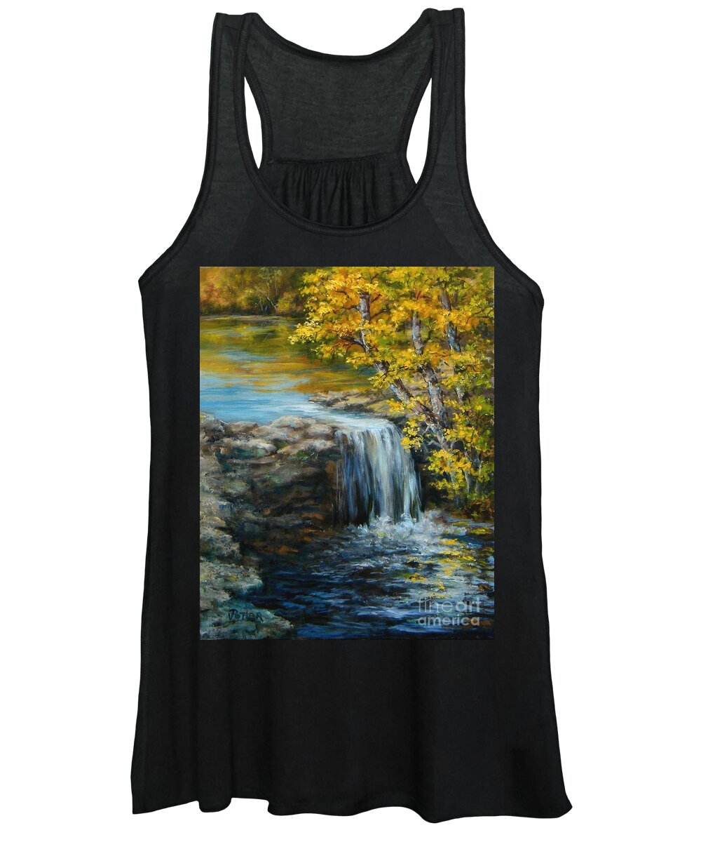 Waterfall Women's Tank Top featuring the painting Bailey Lake Spillway by Virginia Potter