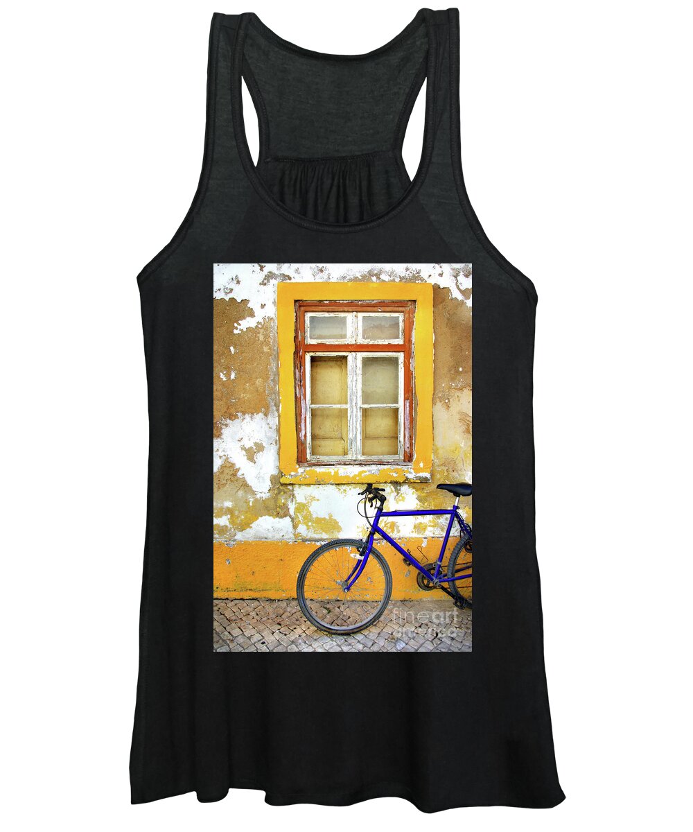 Aged Women's Tank Top featuring the photograph Bike Window by Carlos Caetano