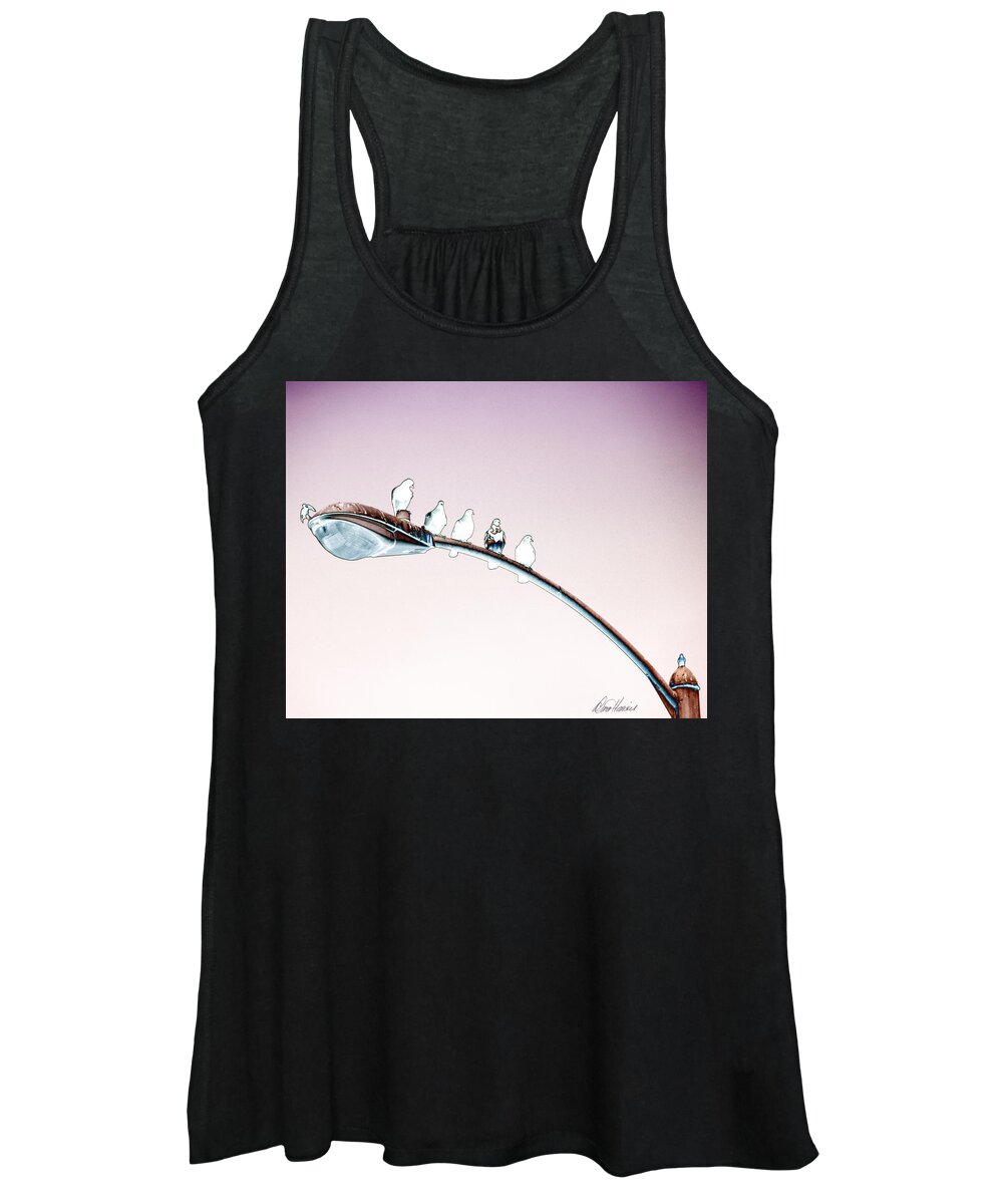 Birds Women's Tank Top featuring the photograph Birds on a Streetlight by Diana Haronis