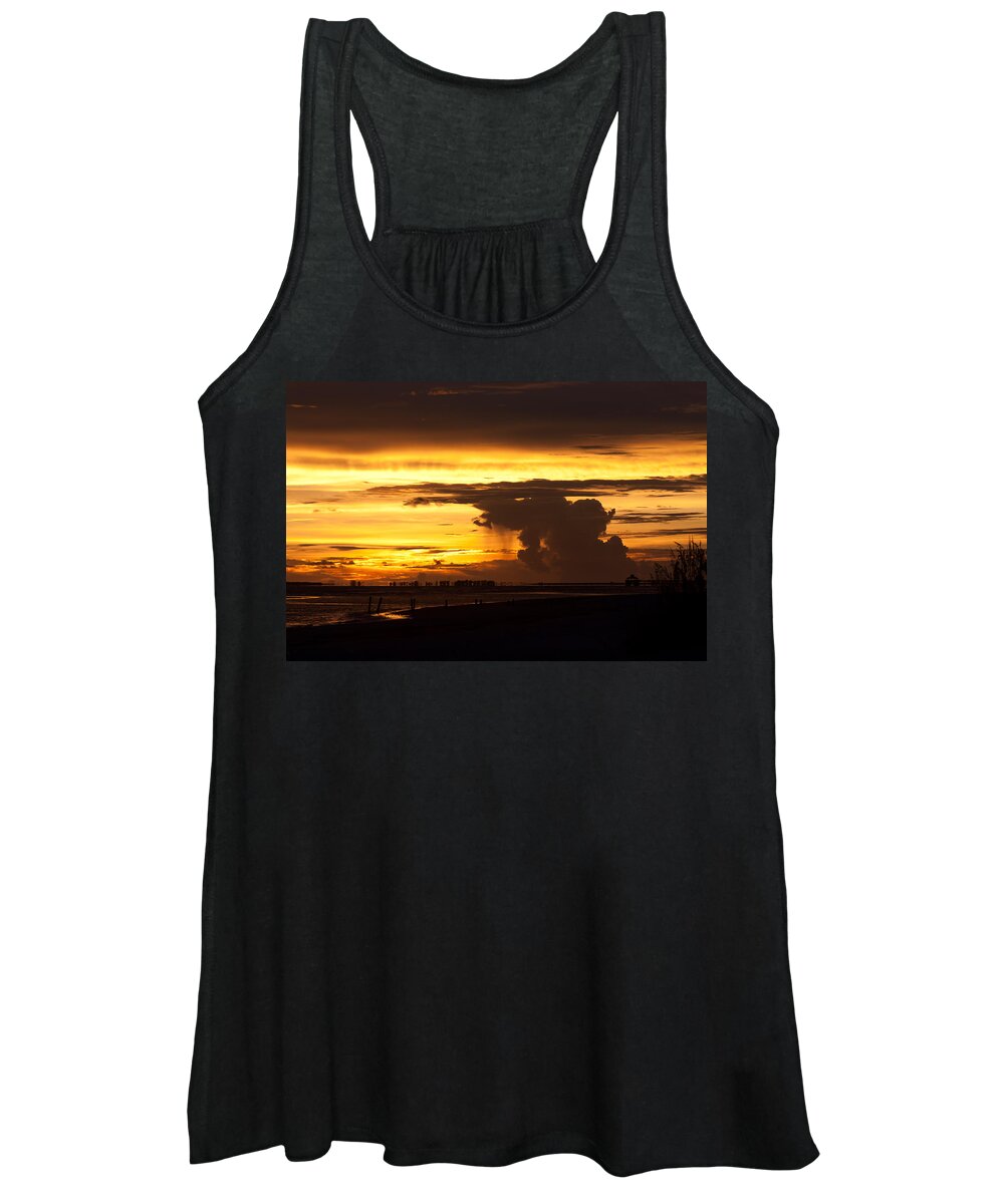 Beach Women's Tank Top featuring the photograph Burning Sky by Ed Gleichman