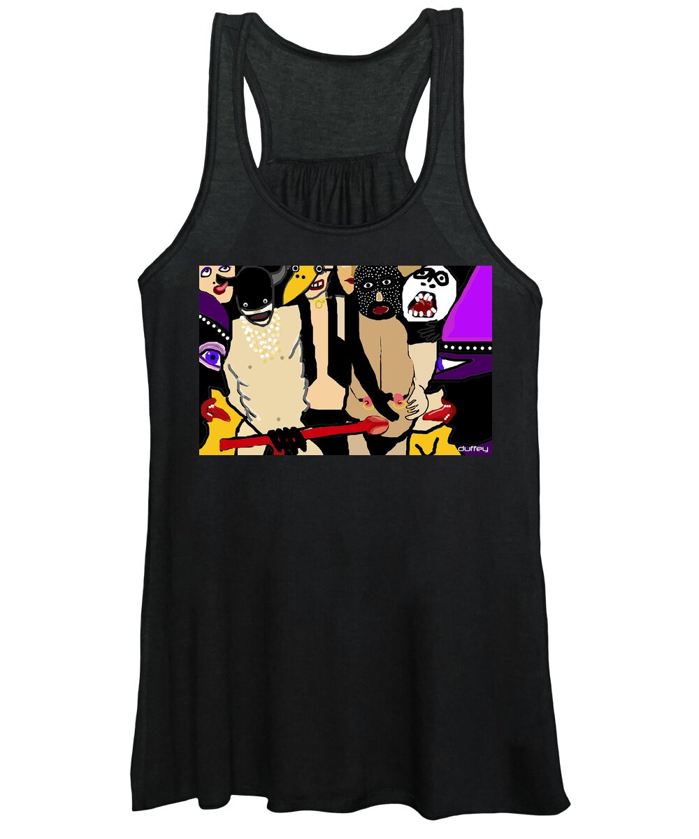 A Mardi Gras/carnival Street/parade Scene With Maskers And Revelers. Women's Tank Top featuring the photograph Carnavale Sexualis by Doug Duffey