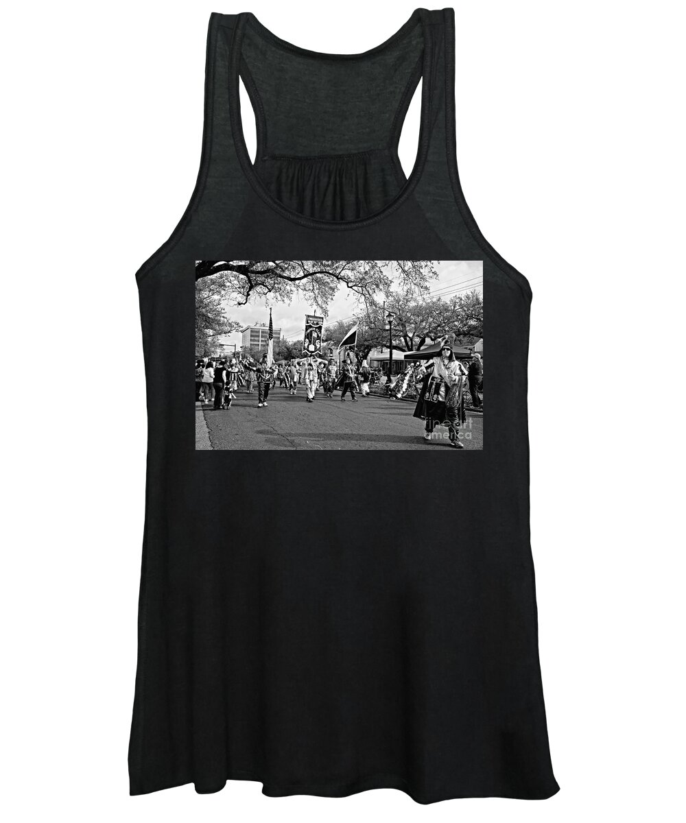 Mardi Gras Women's Tank Top featuring the photograph Corner Club 4 Black and White-Mardi Gras by Kathleen K Parker