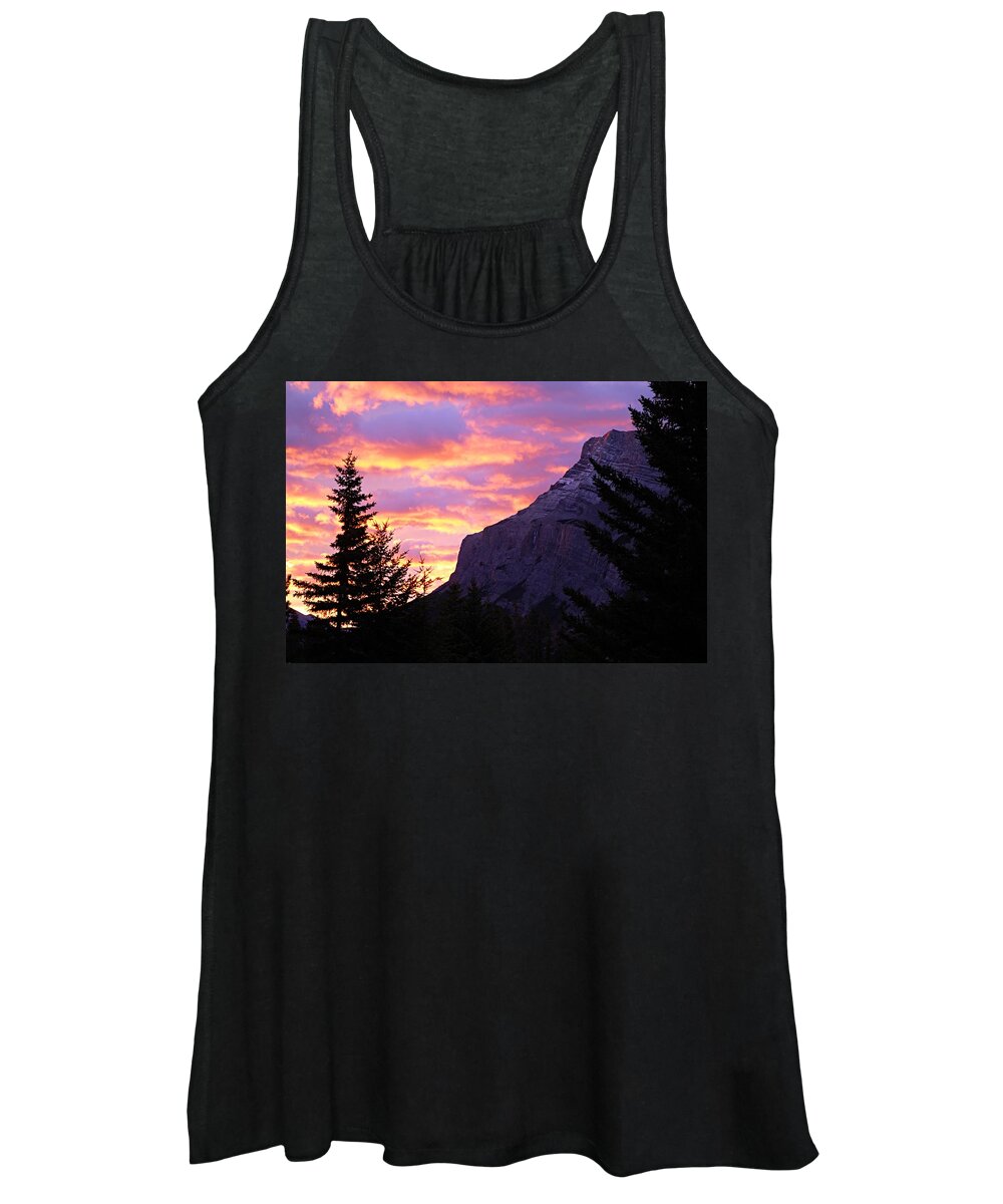Tunnel Mountain Women's Tank Top featuring the photograph Dawn at Tunnel Mountain by Larry Ricker