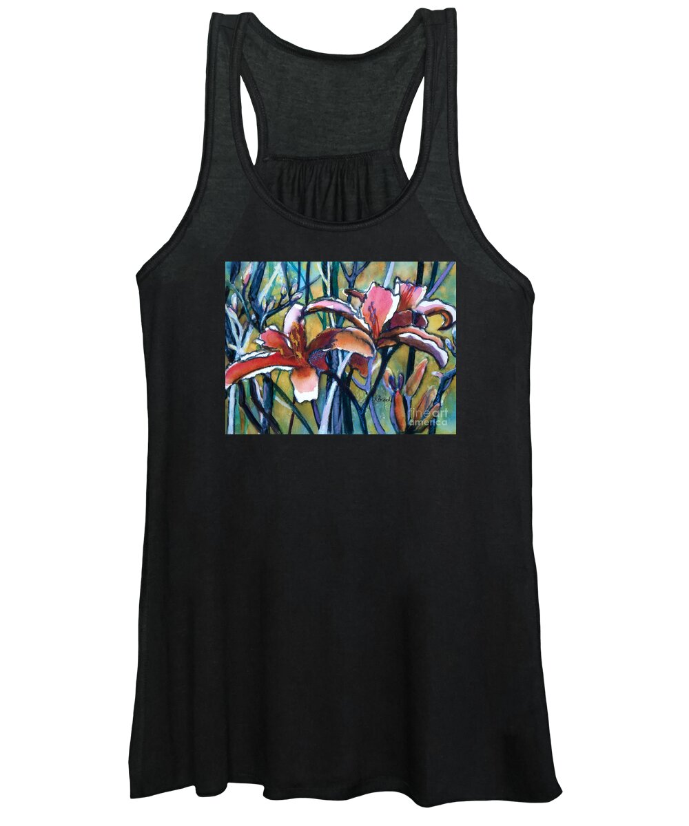 Painting Women's Tank Top featuring the painting Daylily Stix by Kathy Braud