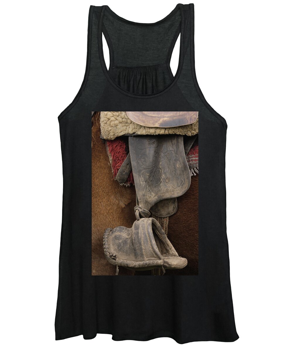 Mp Women's Tank Top featuring the photograph Detail Of Chagra Cowboys Leather by Pete Oxford