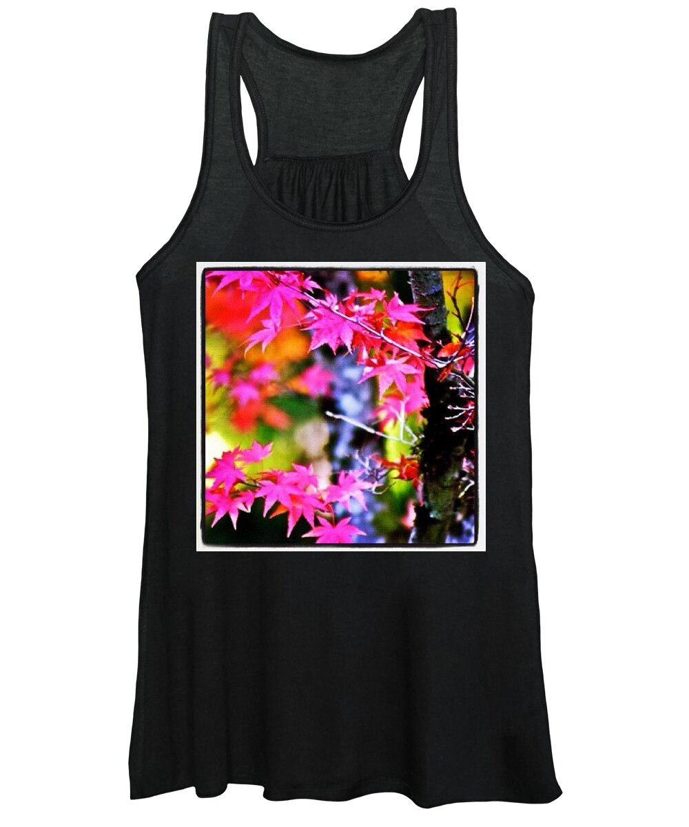 Fall Color Women's Tank Top featuring the photograph Fuchsia And Orange Maple Leaves by Anna Porter