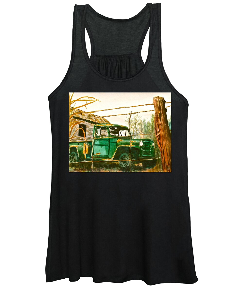Willys Women's Tank Top featuring the painting Jeep by Frank SantAgata