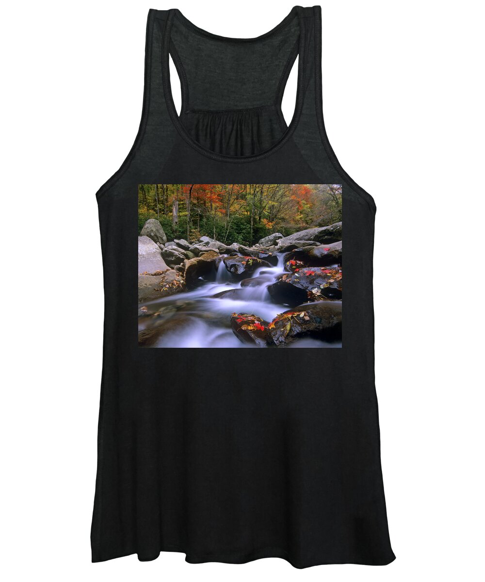 00176692 Women's Tank Top featuring the photograph Little Pigeon River Cascading Among by Tim Fitzharris