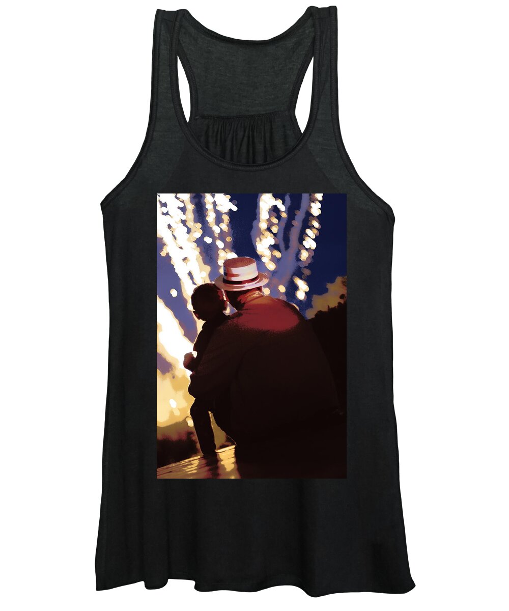 Fireworks Women's Tank Top featuring the photograph Me and Papa - 4th of July by Angela Rath
