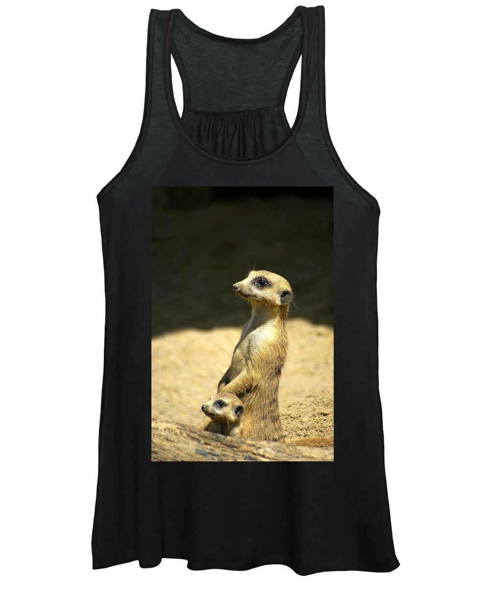 Meerkat Women's Tank Top featuring the photograph Meerkat Mother and Baby by Carolyn Marshall