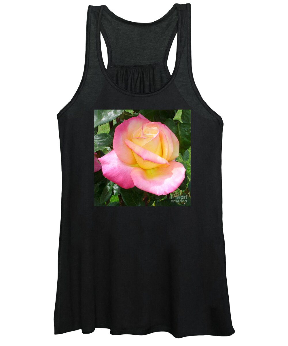 Rose Women's Tank Top featuring the photograph Pink Yellow Beauty by Tatyana Searcy