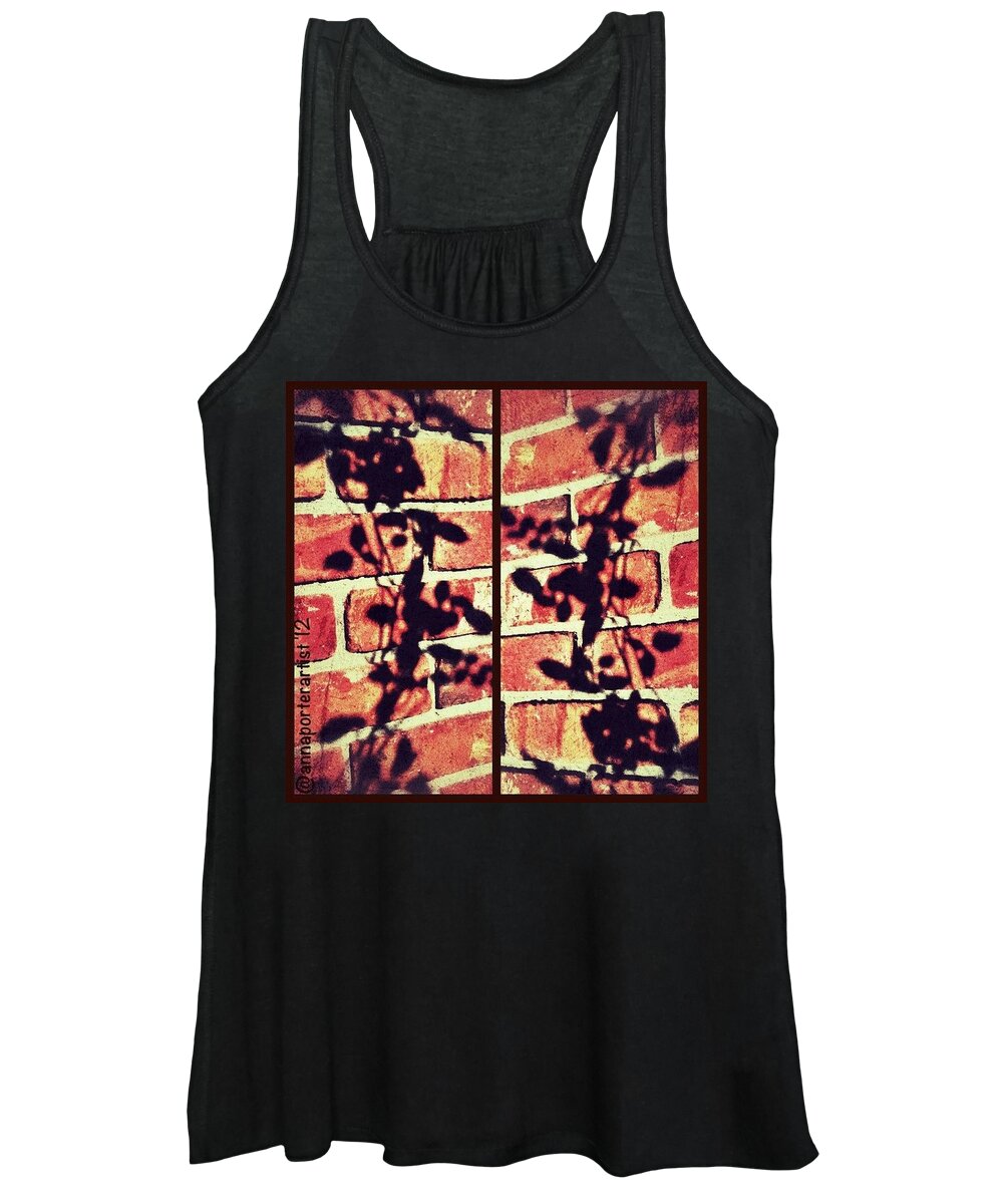Shadow Women's Tank Top featuring the photograph Rose Leaves - Shadow on Brick by Anna Porter