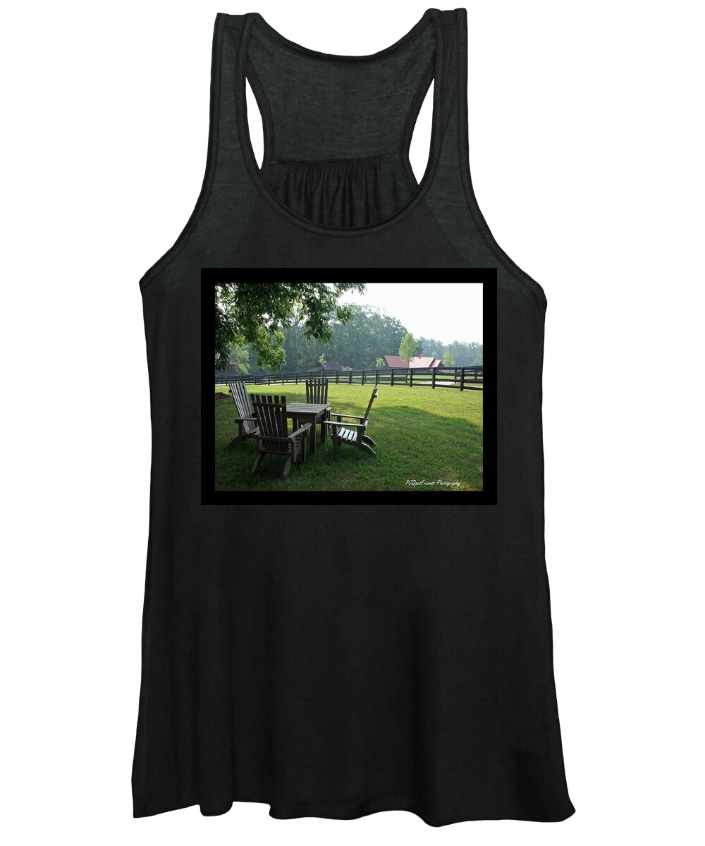 Landscape Women's Tank Top featuring the photograph 'Seating at Serenbe' by PJQandFriends Photography