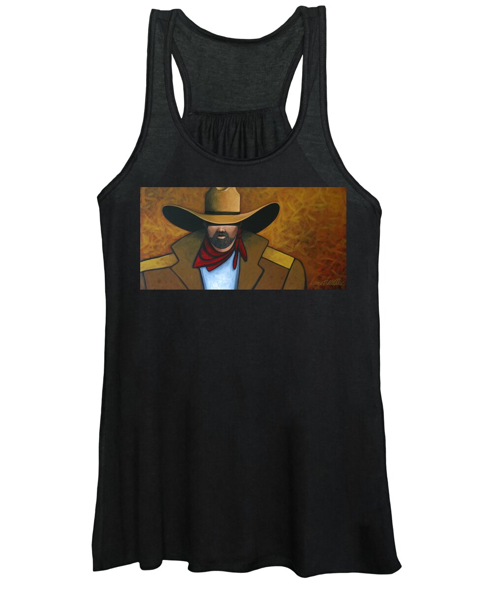 Contemporary Women's Tank Top featuring the painting Solo Cowboy by Lance Headlee
