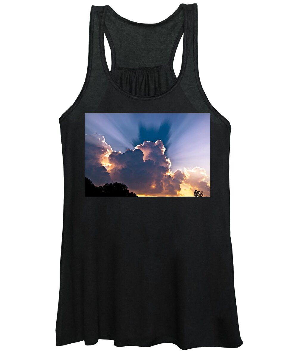 Sun Women's Tank Top featuring the photograph Sun Rays and Clouds by Amber Flowers