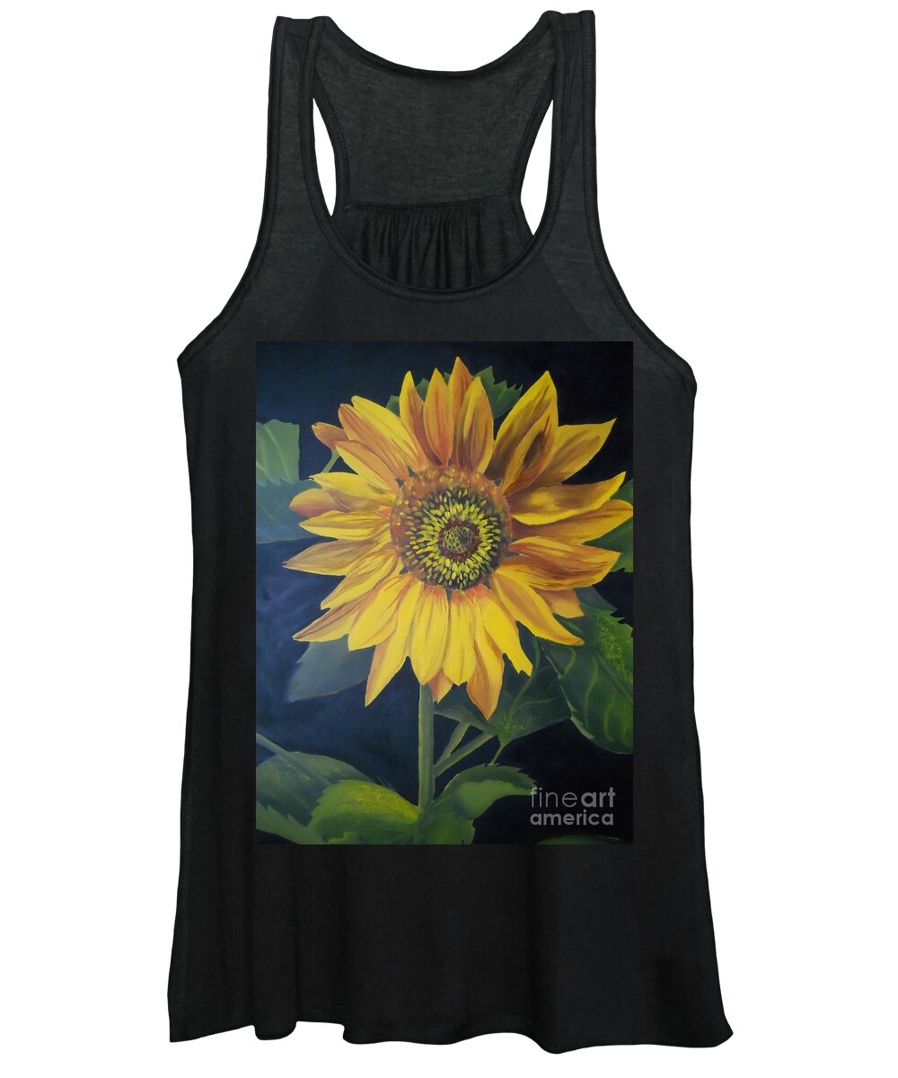 Sunflower Women's Tank Top featuring the painting Sunflower by Yenni Harrison
