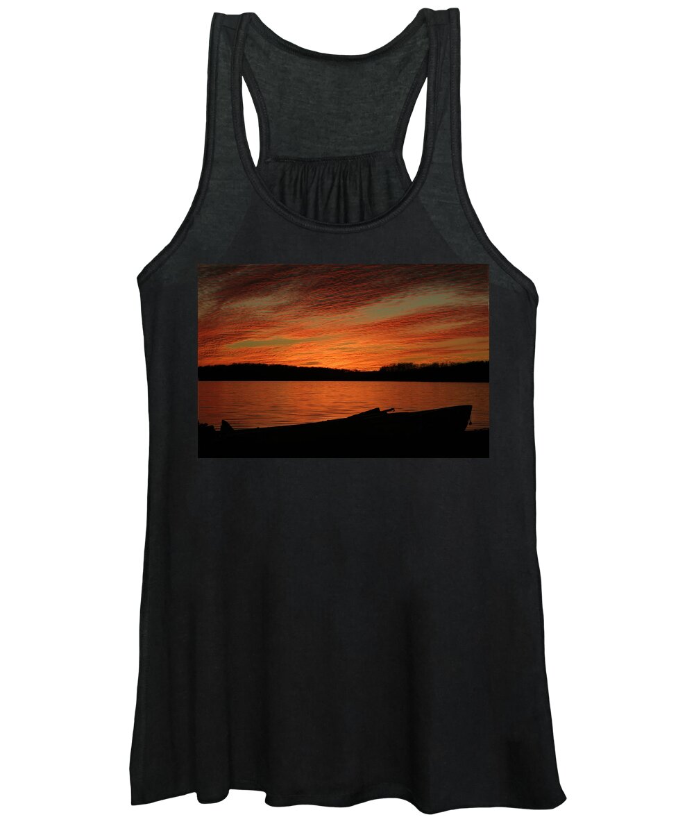 Sunset Women's Tank Top featuring the photograph Sunset And Kayak by Daniel Reed