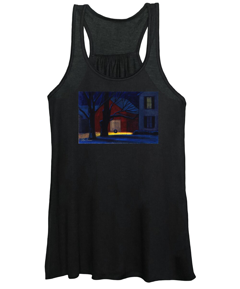 Snowscape Women's Tank Top featuring the painting Too Cold to Swing by Arthur Barnes