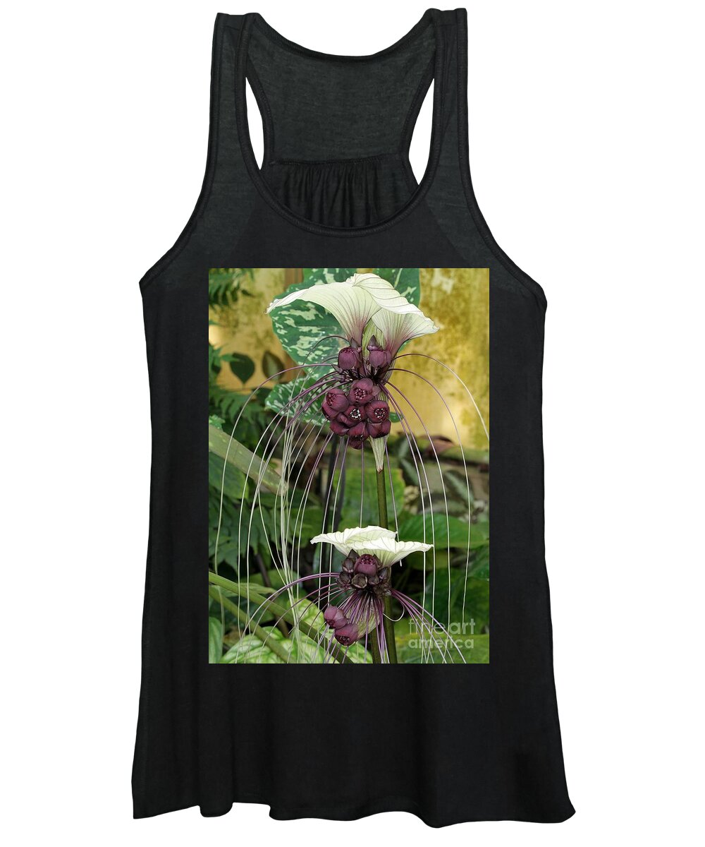 Flower Women's Tank Top featuring the photograph Two White Bat Flowers by Sabrina L Ryan
