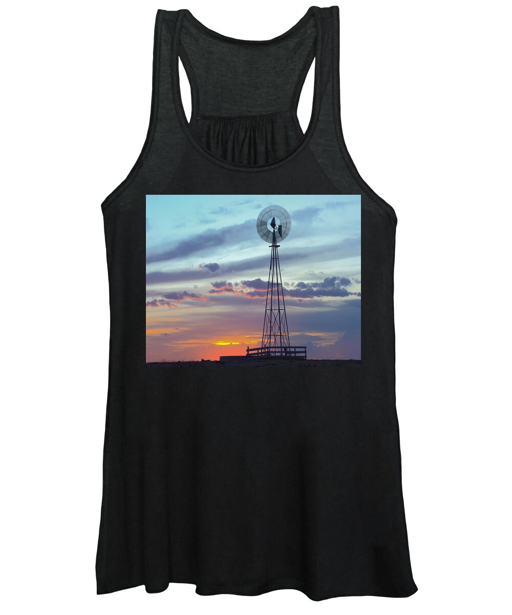 Mp Women's Tank Top featuring the photograph Windmill Producing Electricity by Tim Fitzharris