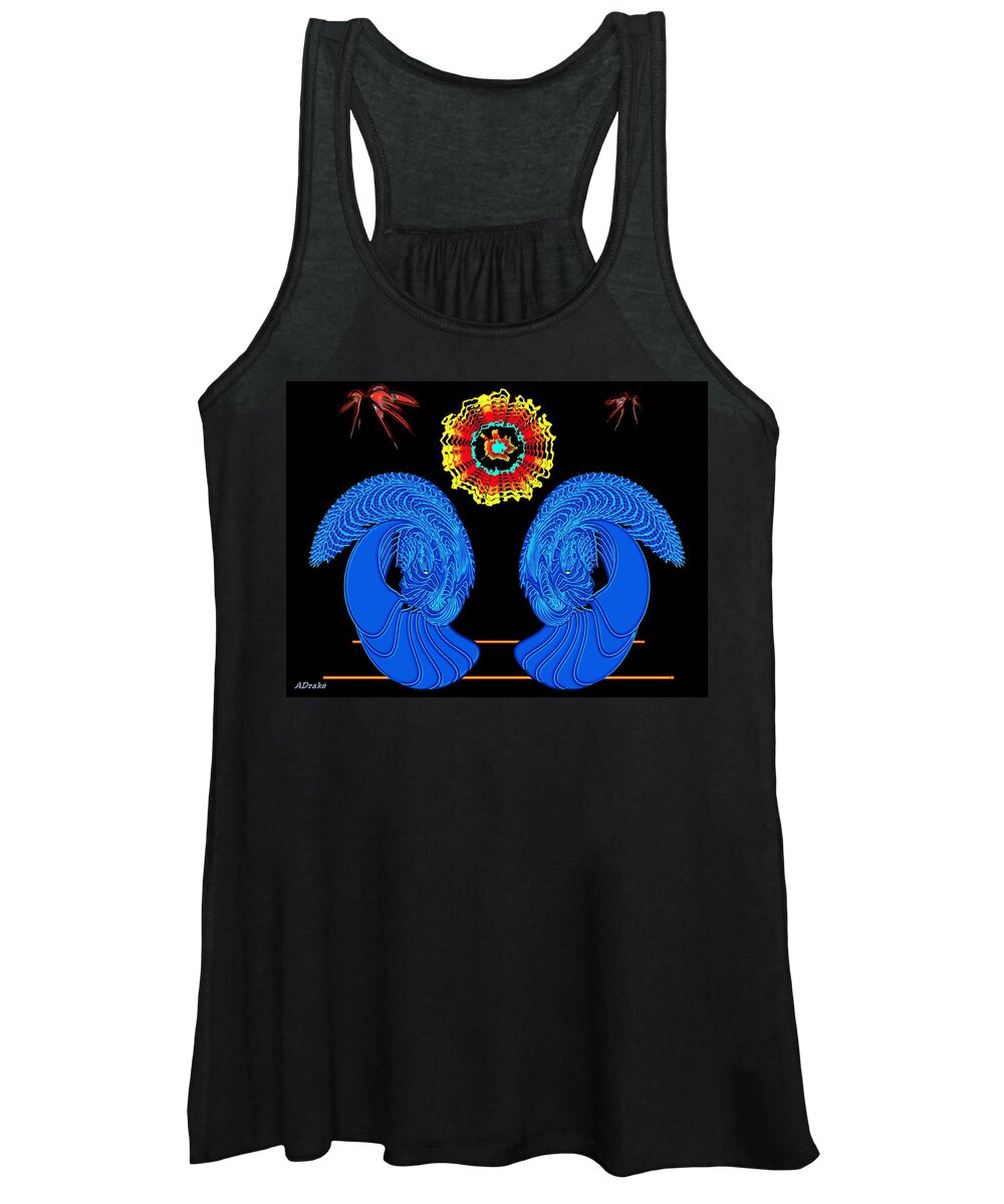 Sun Women's Tank Top featuring the digital art Worship of the Dying Sun by Alec Drake